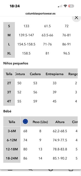 Ropa Snow & Sky nieve talla 4