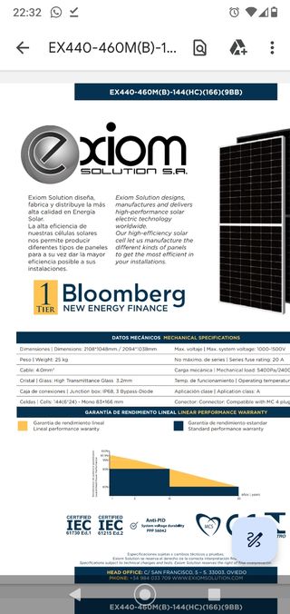 8 Panel solar 460w fotovoltaico