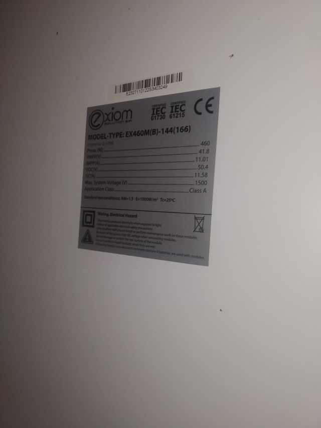 8 Panel solar 460w fotovoltaico 