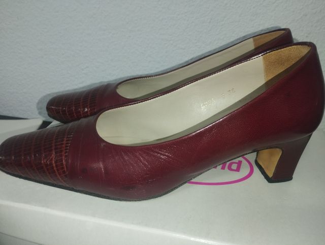 Zapatos señora de auténtica piel núm 38 burdeos