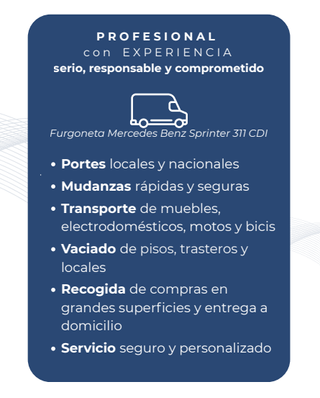 Servicio de portes y mudanza. Desde Com.Valenciana