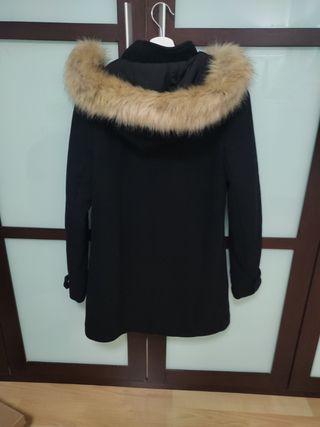Abrigo Parca forrada  negro mango talla