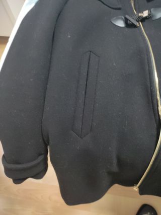 Abrigo Parca forrada  negro mango talla