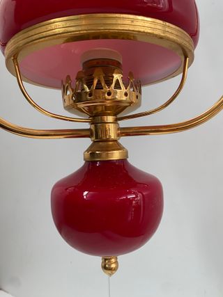 LAMPARA DE TECHO TULIPA CRISTAL ROJO VINTAGE AÑOS