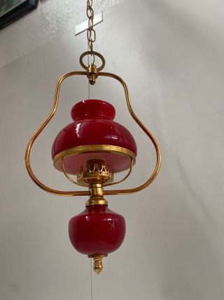 LAMPARA DE TECHO TULIPA CRISTAL ROJO VINTAGE AÑOS