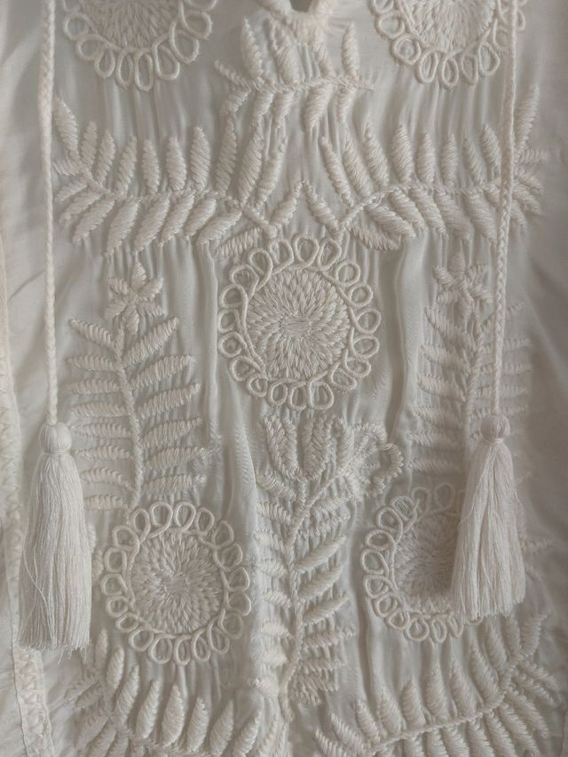 Blusa Seda Zara Bordada Premiun