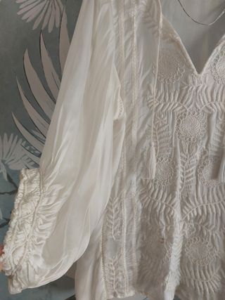 Blusa Seda Zara Bordada Premiun