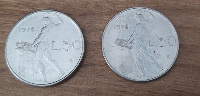 50 Liras italianas. Republica de Italia. 1972-1976