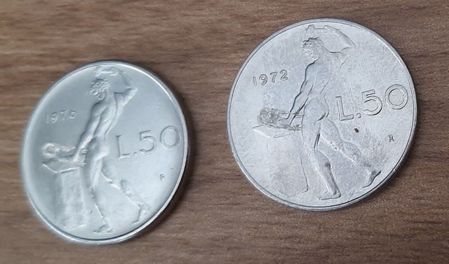 50 Liras italianas. Republica de Italia. 1972-1976