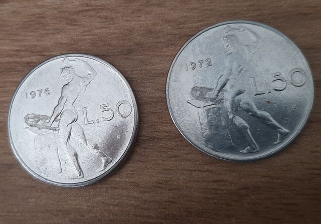 50 Liras italianas. Republica de Italia. 1972-1976
