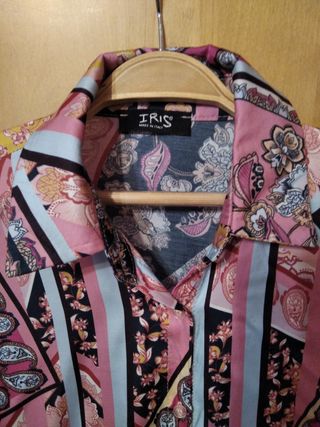 Vestido camisero, seda 30℅ tlla Ma