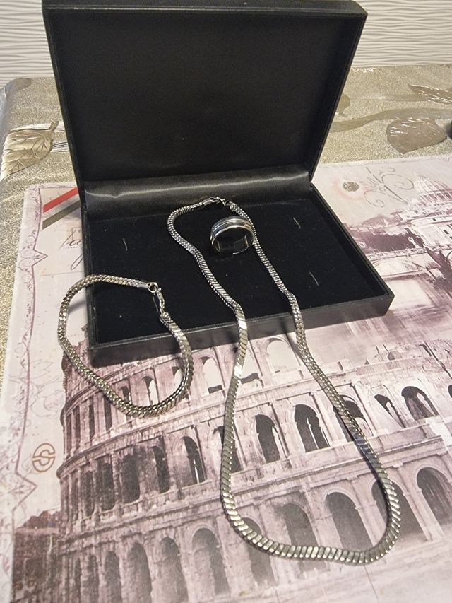 Collar,pulsera y anillo acero inoxidable