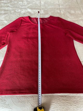 Camiseta roja y plateado manga larga mujer