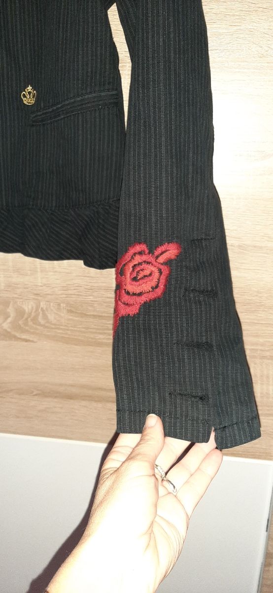 Giacca nera gessata Datch taglia s