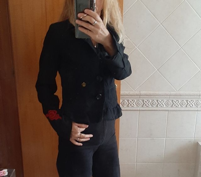 Giacca nera gessata Datch taglia s