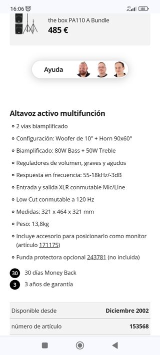 Altavoz autoamplificado