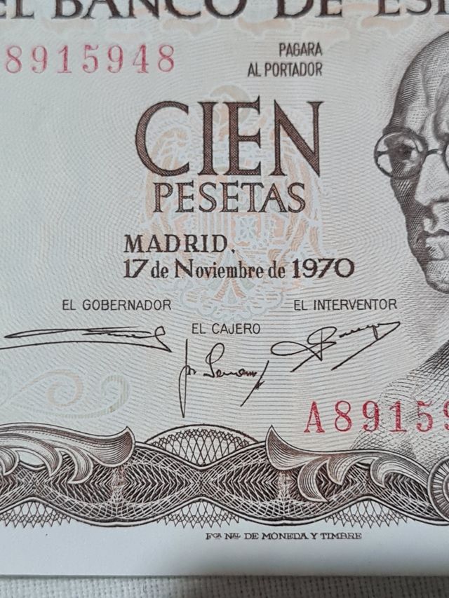 Billete 100 pesetas de 1970