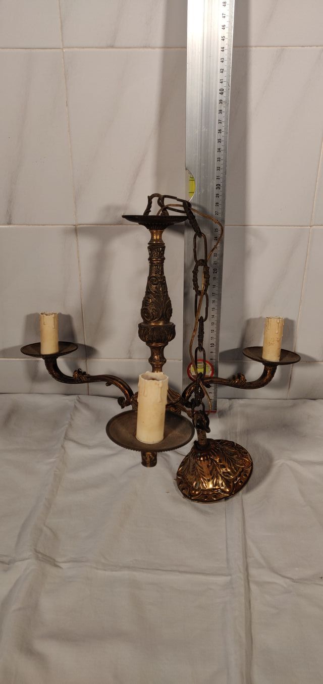 Lampadario tipo candeliere a 3 braccia vintage