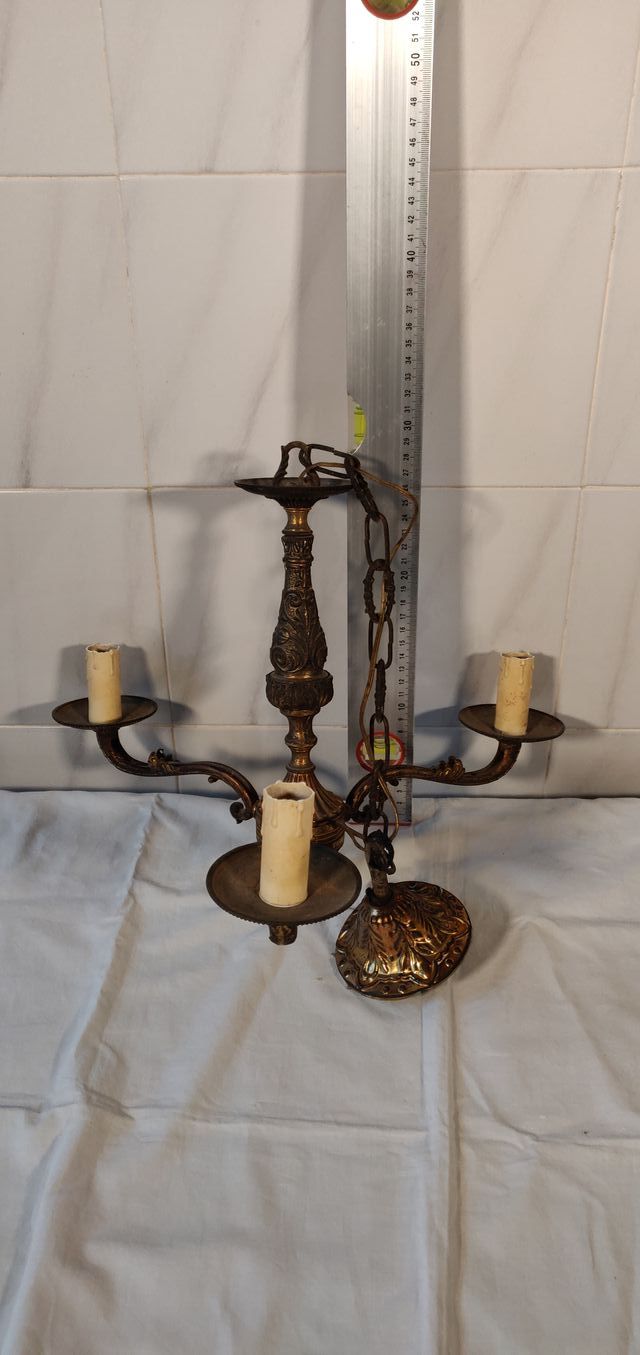 Lampadario tipo candeliere a 3 braccia vintage