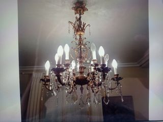 Lámpara de bronce y cristal