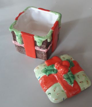 Porta caramelle natalizia in ceramica