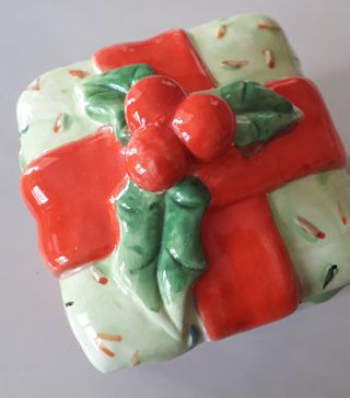 Porta caramelle natalizia in ceramica