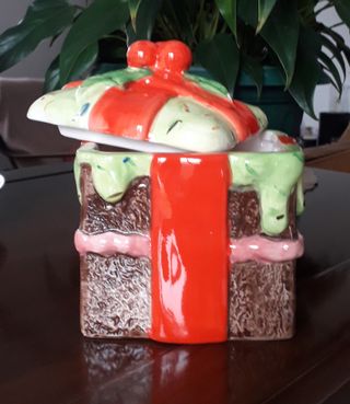 Porta caramelle natalizia in ceramica