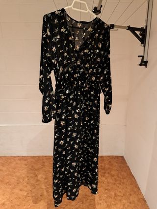 Vestido largo flores Zara