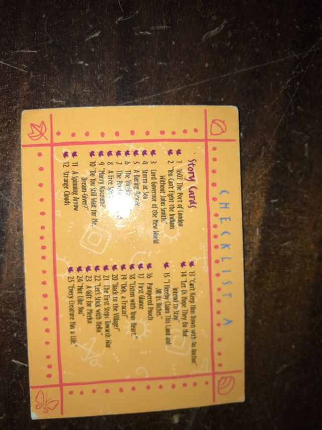 5 carte pocahontas skybox made in usa disney