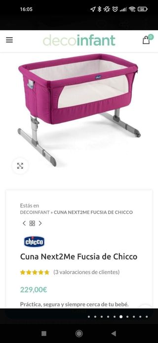 Cuna next2me color rosa 