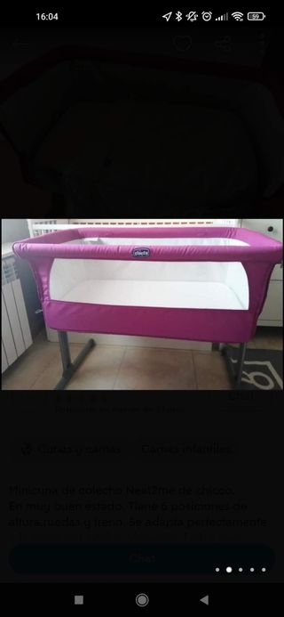 Cuna next2me color rosa 