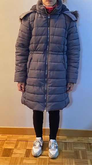 Abrigo de plumas gris mujer chica sin estrenar