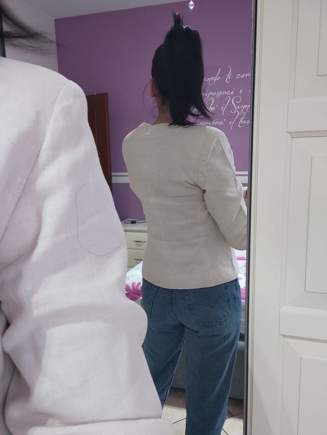 Blazer vintage cacharel 40 S lino rosa 