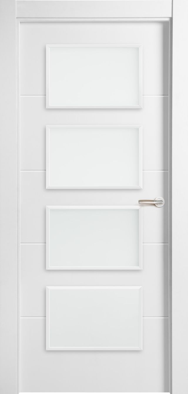 Puerta laca blanca 4 líneas horizontales