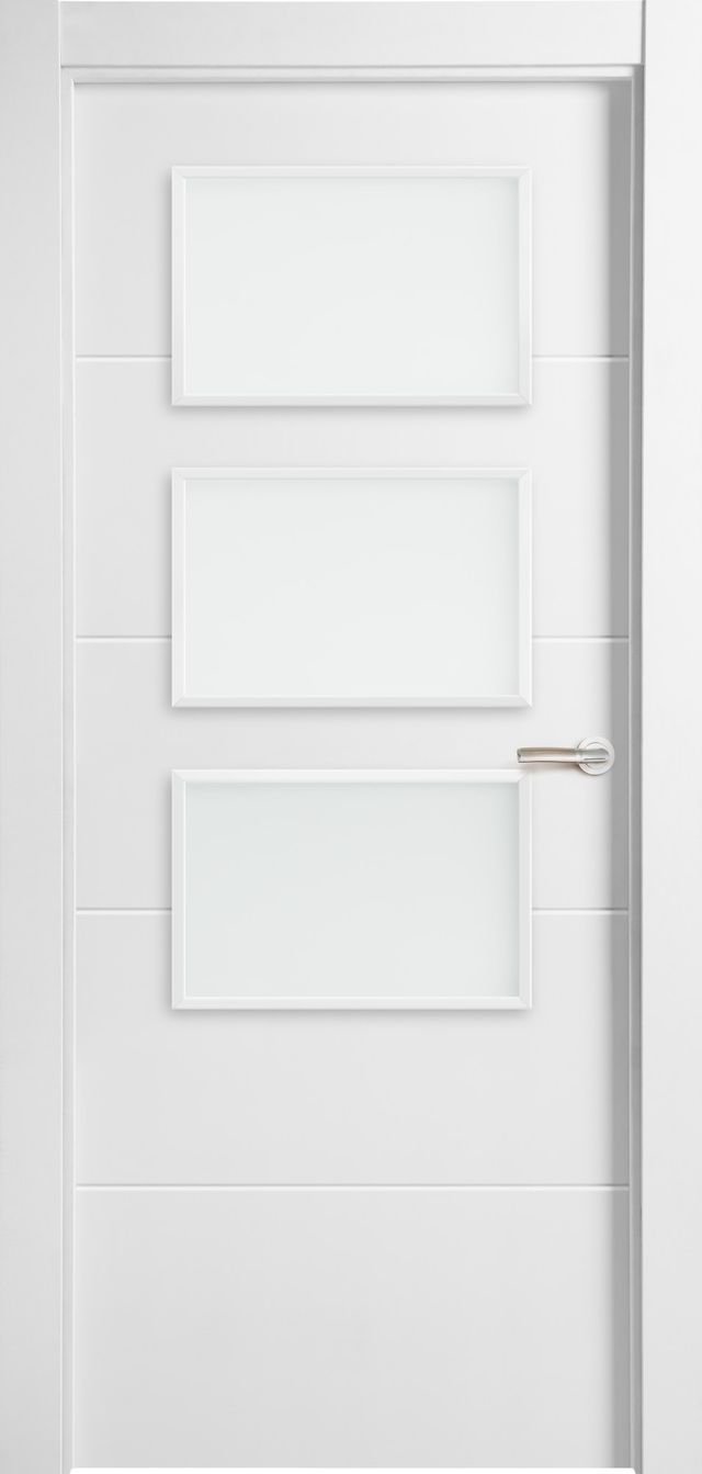 Puerta laca blanca 4 líneas horizontales