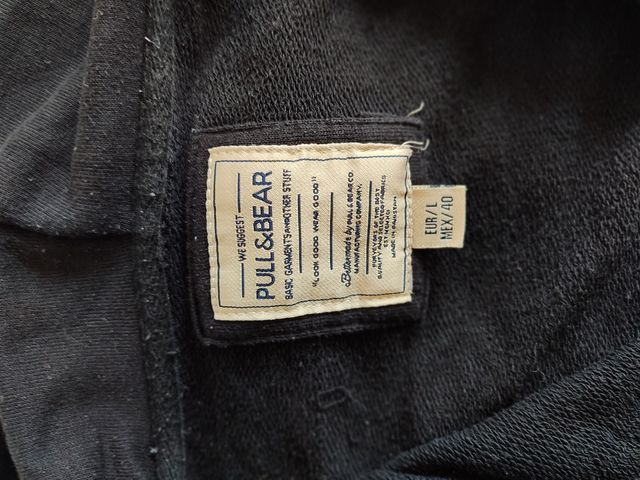 sudadera L cremallera capucha negra Pull&Bear