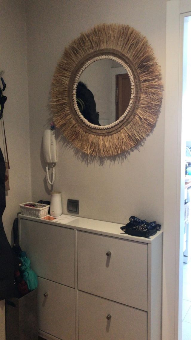 Espejo yute y concha boho jujuhat