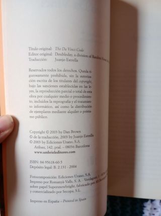 LIBRO "EL CÓDIGO DA VINCI"