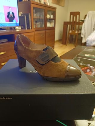 Zapatos marrones de ante y charol