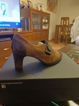 Zapatos marrones de ante y charol