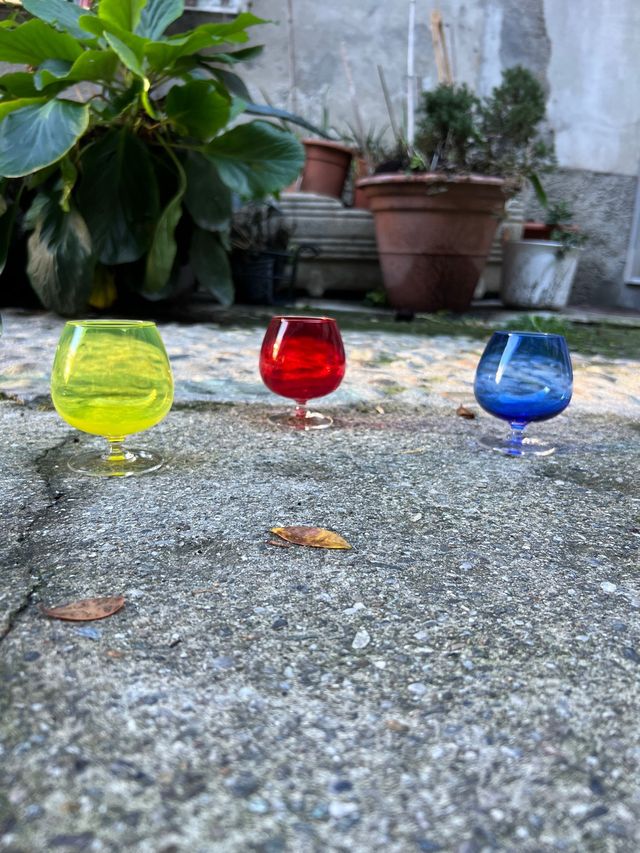 set 6 bicchieri in vetro colorato