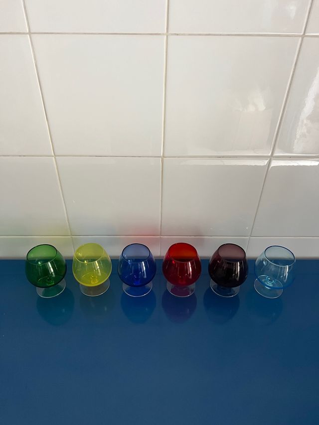 set 6 bicchieri in vetro colorato