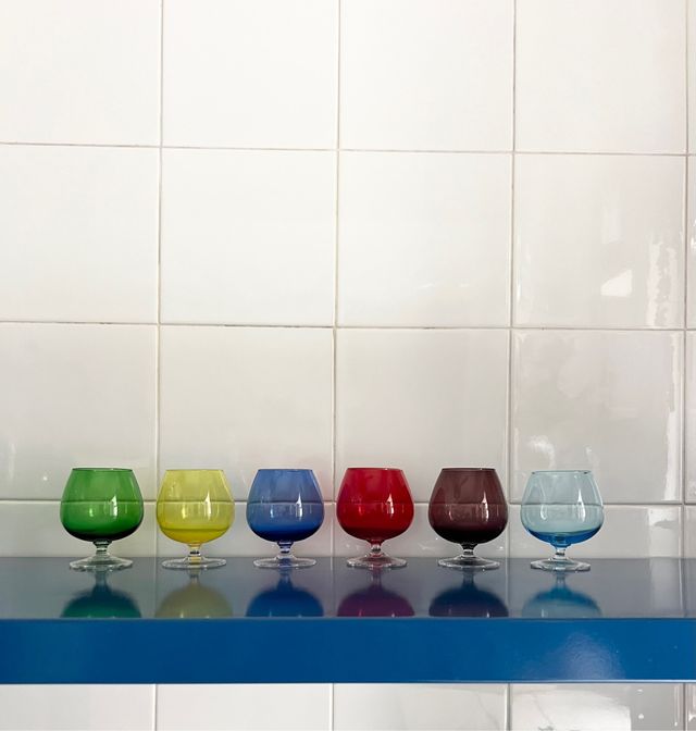 set 6 bicchieri in vetro colorato