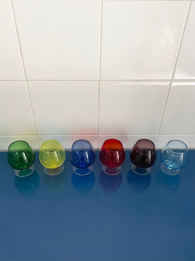 set 6 bicchieri in vetro colorato
