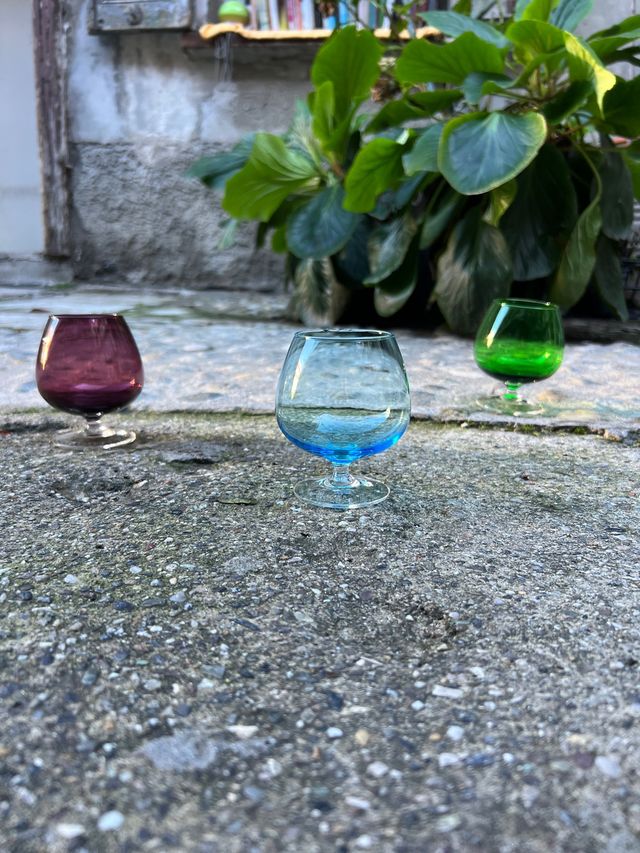 set 6 bicchieri in vetro colorato