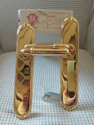 Juego Manivelas baño oro. Nuevo