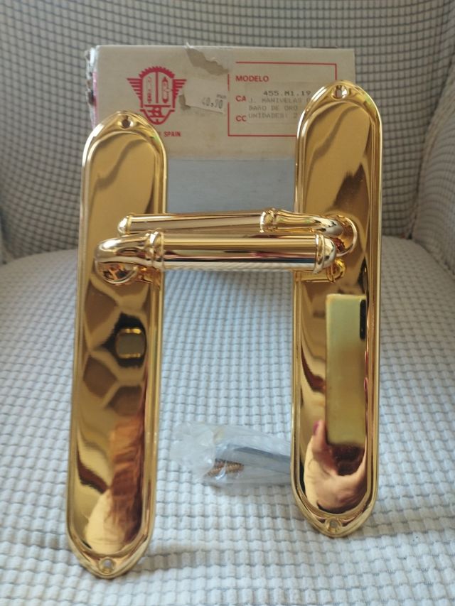 Juego Manivelas baño oro. Nuevo