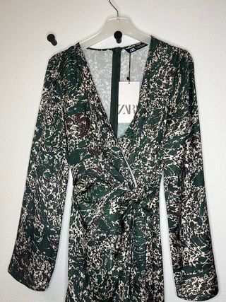 Vestido largo cruzado estampado Zara kimono nudo