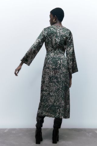 Vestido largo cruzado estampado Zara kimono nudo