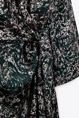 Vestido largo cruzado estampado Zara kimono nudo